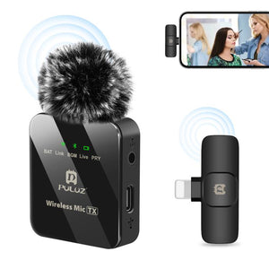 PULUZ Kabelloses Lavaliermikrofon für iPhone/iPad, 8-poliger Empfänger...