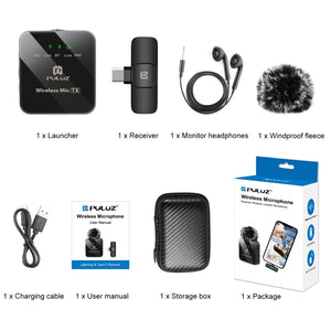 Microfono lavalier wireless PULUZ per telefono di tipo C, ricevitore di tipo ...