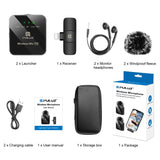 Microfono lavalier wireless PULUZ per iPhone/iPad, ricevitore a 8 pin e doppi...