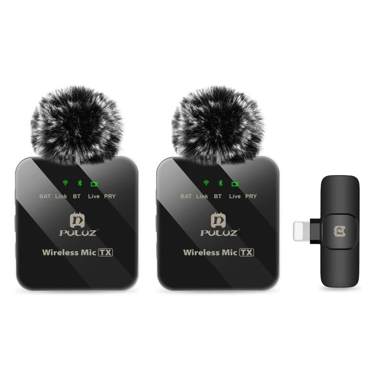Microfono lavalier wireless PULUZ per iPhone/iPad, ricevitore a 8 pin e doppi...