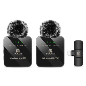 Microfono lavalier wireless PULUZ per iPhone/iPad, ricevitore a 8 pin e doppi...