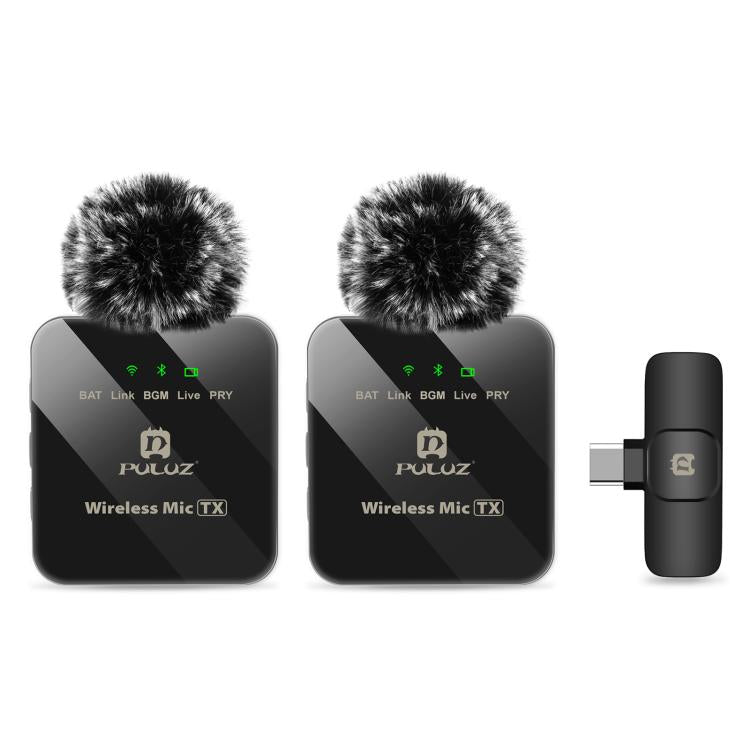 Microfono Lavalier Wireless PULUZ 2.4G con Ricevitore USB-C – Doppio Microfono per Smartphone Android