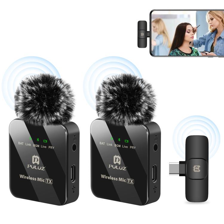 Microfono Lavalier Wireless PULUZ 2.4G con Ricevitore USB-C – Doppio Microfono per Smartphone Android