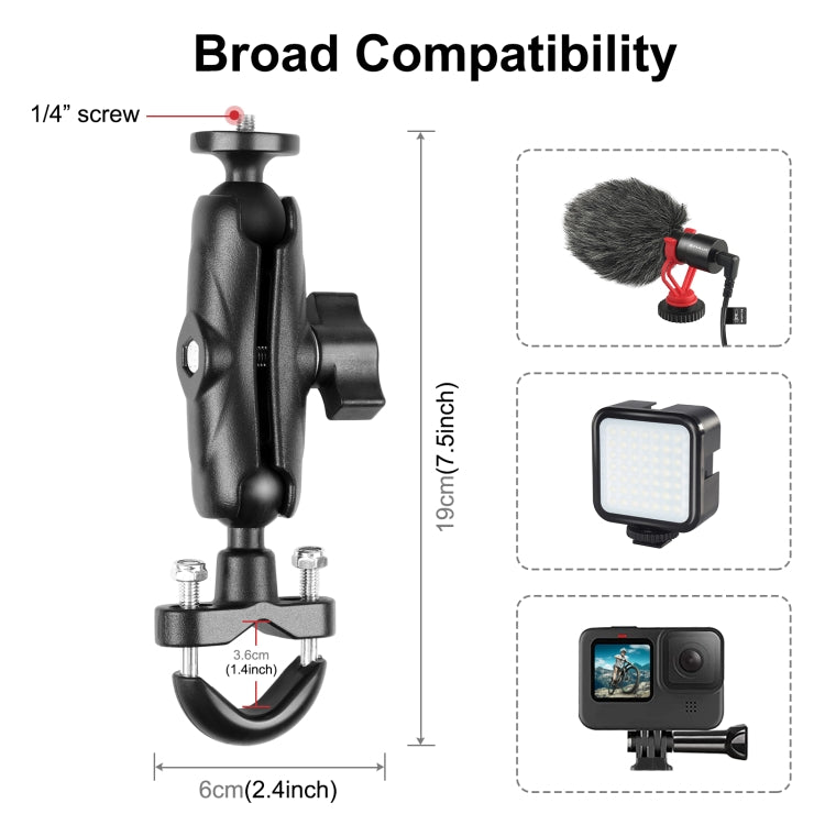 Supporto base con bullone a U per manubrio moto PULUZ per GoPro e altre actio...