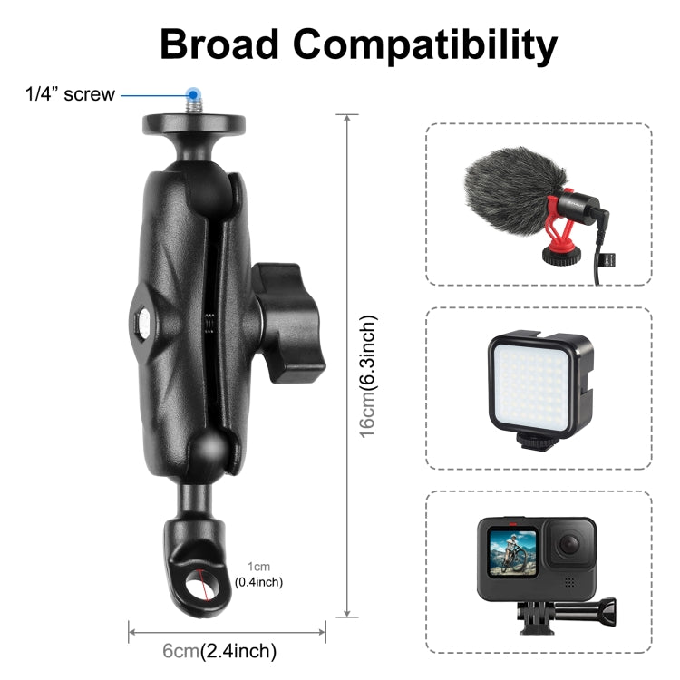 PULUZ Supporto per moto Specchio Base Foro Fisso per GoPro e altre action cam...