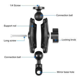 PULUZ Supporto per moto Specchio Base Foro Fisso per GoPro e altre action cam...