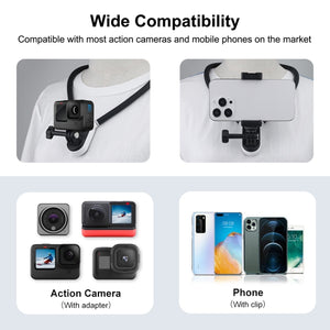PULUZ Lazy Neck Bracket POV-View-Halterung mit Telefonklemme für Action-Cam...