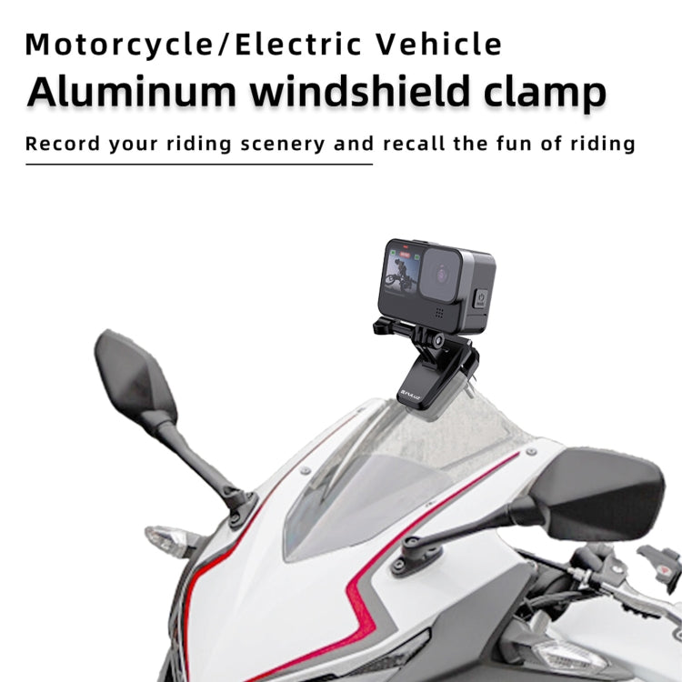 Supporto per Telecamera con Clip per Parabrezza Moto PULUZ - Adattabile a GoPro, DJI, Insta360