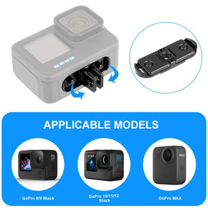 PULUZ Base Pieghevole Magnetica a Sgancio Rapido per GoPro HERO12/11/10/9/8/MAX – Adattatore Universale in Alluminio con Foro da 1/4”