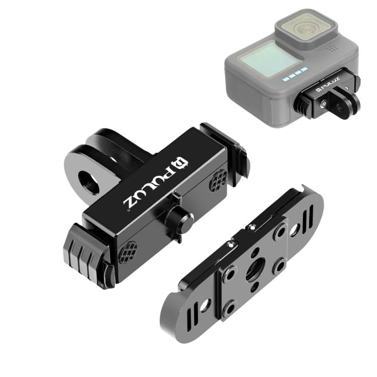 PULUZ Supporto Magnetico a Sgancio Rapido per GoPro HERO12/11/10/9/8/MAX – Base Pieghevole in Lega di Alluminio con Attacco 1/4"