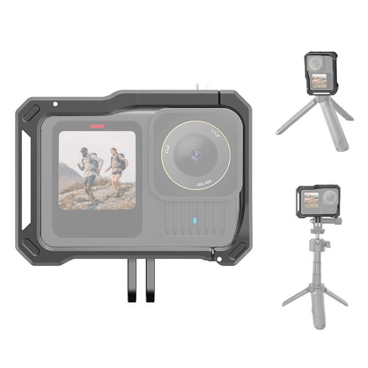 PULUZ Gabbia per GoPro HERO13/12/11/10/9 Black - Supporto in Lega di Alluminio con Slitta Fredda e Adattatore Audio