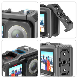 PULUZ Gabbia per GoPro HERO13/12/11/10/9 Black - Supporto in Lega di Alluminio con Slitta Fredda e Adattatore Audio