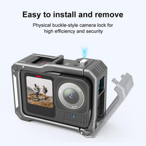 PULUZ Gabbia per GoPro HERO13/12/11/10/9 Black - Supporto in Lega di Alluminio con Slitta Fredda e Adattatore Audio