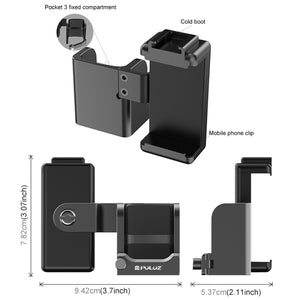 PULUZ Supporto Adattatore per Morsetto di Espansione per DJI Osmo Pocket 3 – Con Slitta Fredda e Filettatura 1/4"