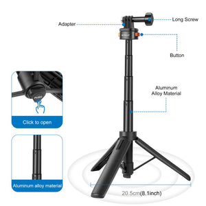 PULUZ Mini Selfie Stick Magnetico a Sgancio Rapido per Action Camera - Altezza Regolabile, Stabilità Migliorata, Leggero e Portatile