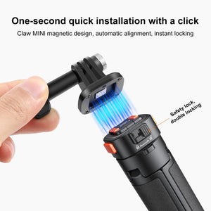 PULUZ Mini Selfie Stick Magnetico a Sgancio Rapido per Action Camera - Altezza Regolabile, Stabilità Migliorata, Leggero e Portatile