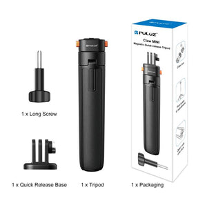 PULUZ Mini Selfie Stick Magnetico a Sgancio Rapido per Action Camera - Altezza Regolabile, Stabilità Migliorata, Leggero e Portatile