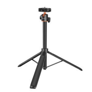 PULUZ 1.3m Selfie Stick Treppiede 2 in 1 per Vlog e Streaming Live con Attacco Cold Shoe – Estensibile e Regolabile fino a 141,5 cm