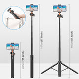 PULUZ 1.3m Selfie Stick Treppiede 2 in 1 per Vlog e Streaming Live con Attacco Cold Shoe – Estensibile e Regolabile fino a 141,5 cm