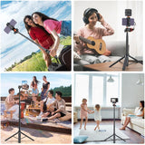 PULUZ 1.3m Selfie Stick Treppiede 2 in 1 per Vlog e Streaming Live con Attacco Cold Shoe – Estensibile e Regolabile fino a 141,5 cm