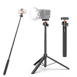 PULUZ 1.3m Selfie Stick Treppiede 2 in 1 per Vlog e Streaming Live con Attacco Cold Shoe – Estensibile e Regolabile fino a 141,5 cm