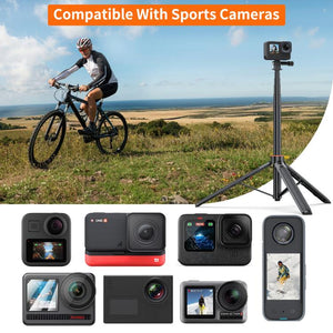 PULUZ Selfie Stick 2 in 1 Treppiede Estensibile da 1,3 m per Fotocamera e Smartphone - Perfetto per Vlog, Video in Streaming e Foto di Gruppo