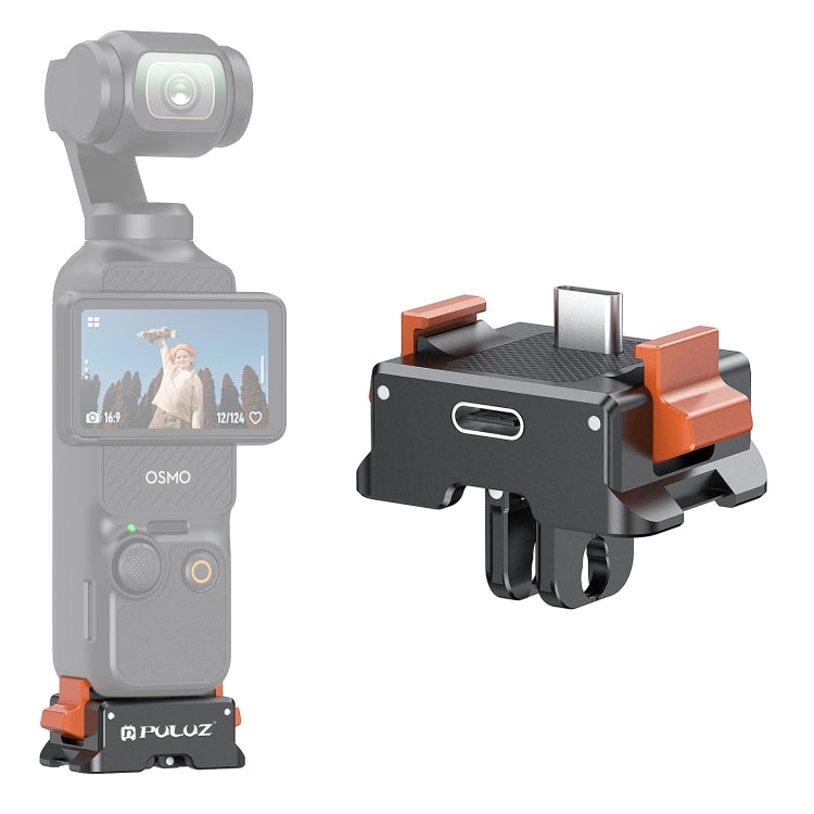 PULUZ Adattatore di Montaggio a Sgancio Rapido per DJI Osmo Pocket 3 – Base di Ricarica e Supporto con Foro per Treppiede
