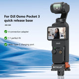 PULUZ Adattatore di Montaggio a Sgancio Rapido per DJI Osmo Pocket 3 – Base di Ricarica e Supporto con Foro per Treppiede