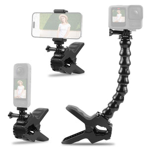PULUZ Jaws Flex Clamp Mount per Action Camera con Morsetto per Telefono - Supporto Universale per GoPro, DJI Osmo, Insta360