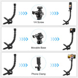 PULUZ Jaws Flex Clamp Mount per Action Camera con Morsetto per Telefono - Supporto Universale per GoPro, DJI Osmo, Insta360