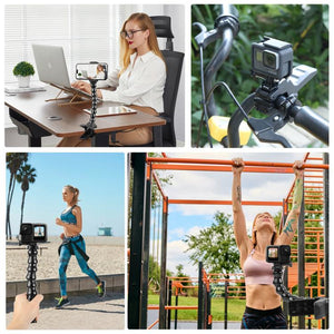 PULUZ Jaws Flex Clamp Mount per Action Camera con Morsetto per Telefono - Supporto Universale per GoPro, DJI Osmo, Insta360