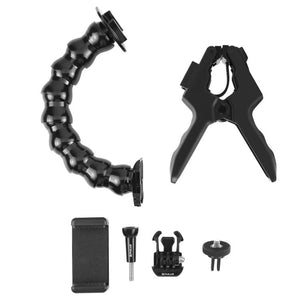 PULUZ Jaws Flex Clamp Mount per Action Camera con Morsetto per Telefono - Supporto Universale per GoPro, DJI Osmo, Insta360