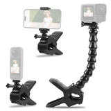 PULUZ Jaws Flex Clamp Mount per Action Camera con Morsetto per Telefono - Supporto Universale per GoPro, DJI Osmo, Insta360