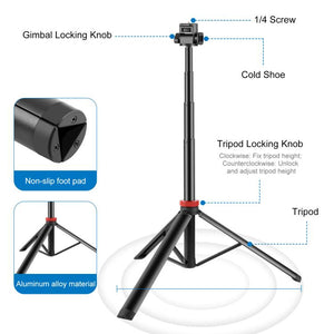 PULUZ Treppiede Telescopico 2m in Lega di Alluminio – Cavalletto a 8 Sezioni per Luci Video, Fotocamere e Smartphone con Vite 1/4" e Slitta Fredda