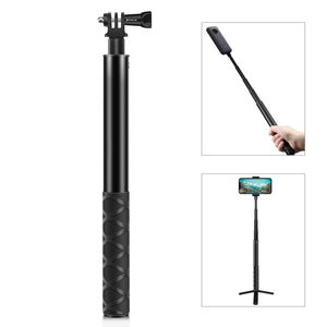 Monopiede per selfie in metallo PULUZ da 110 cm con base adattatore invisibil...