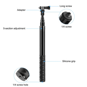 Monopiede per selfie in metallo PULUZ da 110 cm con base adattatore invisibil...