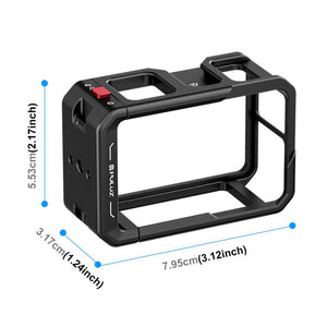 PULUZ Adattatore di Espansione per Gabbia DJI Osmo Action 5 Pro / 4 / 3 – Telaio Protettivo in Alluminio con Slitta Fredda e Attacco 1/4”