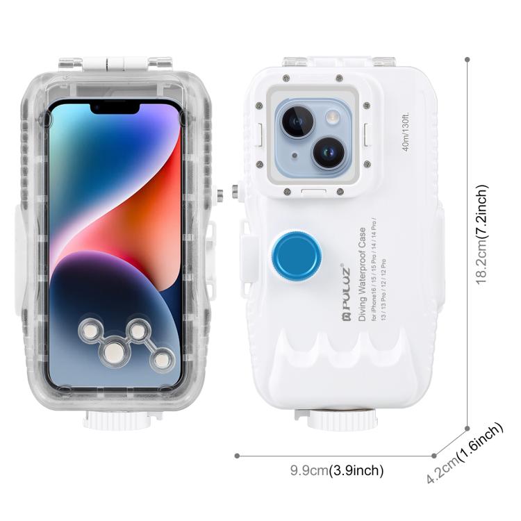 PULUZ 40 m/130 Fuß wasserdichte Tauchhülle für iPhone 15 Pro / 14/14 Pro...