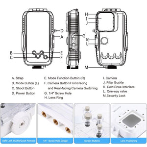 PULUZ 40 m/130 Fuß wasserdichte Tauchhülle für iPhone 15 Pro / 14/14 Pro...