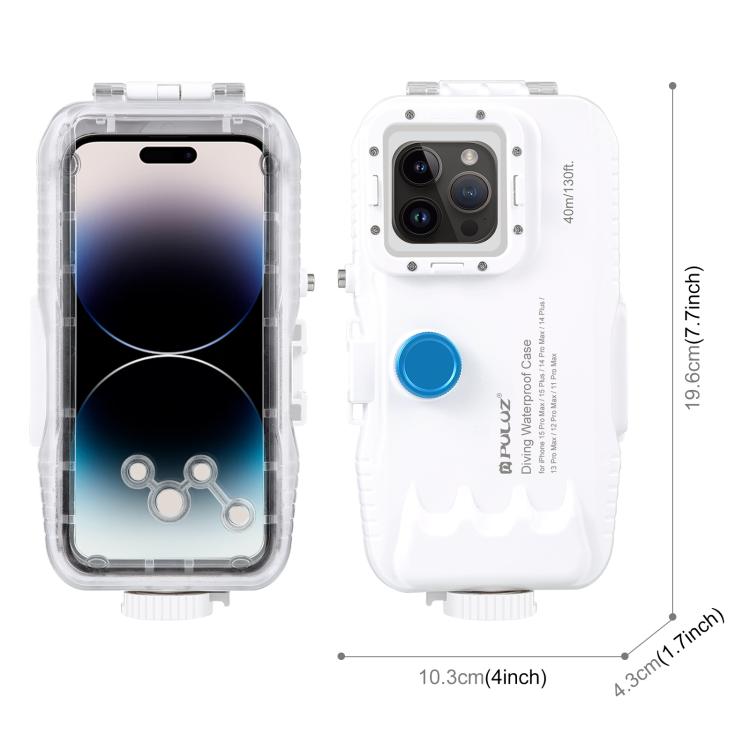PULUZ 40 m/130 Fuß wasserdichte Tauchhülle für iPhone 14 Plus / 14 Pro M...