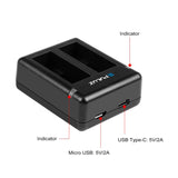 PULUZ Dual-Akku-USB-Ladegerät für GoPro Hero11 Black / HERO9 Bla...