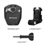 Support de pare-brise moto en aluminium PULUZ pour GoPro, DJI Osmo Action, Insta360 – Support robuste à dégagement rapide