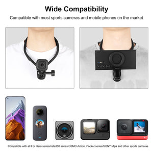 PULUZ Magnetische POV-Halshalterung für Smartphone und Action-Cam – Verstellbare Halterung für freihändiges Fotografieren, Kompatibel mit iPhone, GoPro, Insta360, DJI