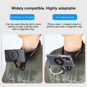 PULUZ Magnetische POV-Halshalterung für Smartphone und Action-Cam – Verstellbare Halterung für freihändiges Fotografieren, Kompatibel mit iPhone, GoPro, Insta360, DJI