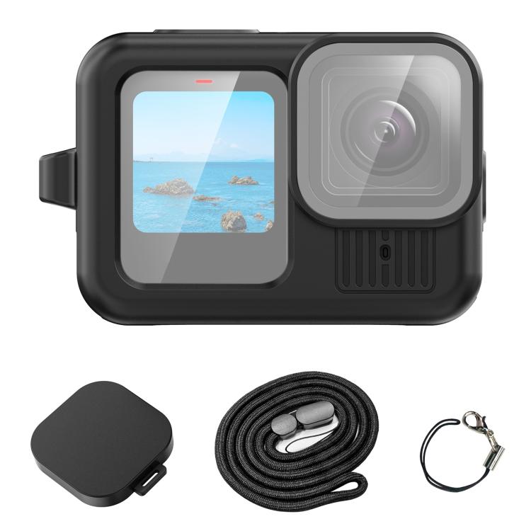 Custodia Protettiva in Silicone per GoPro HERO13 Black con Cordino e Copriobiettivo – PULUZ Nero