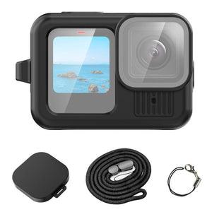 Custodia Protettiva in Silicone per GoPro HERO13 Black con Cordino e Copriobiettivo – PULUZ Nero
