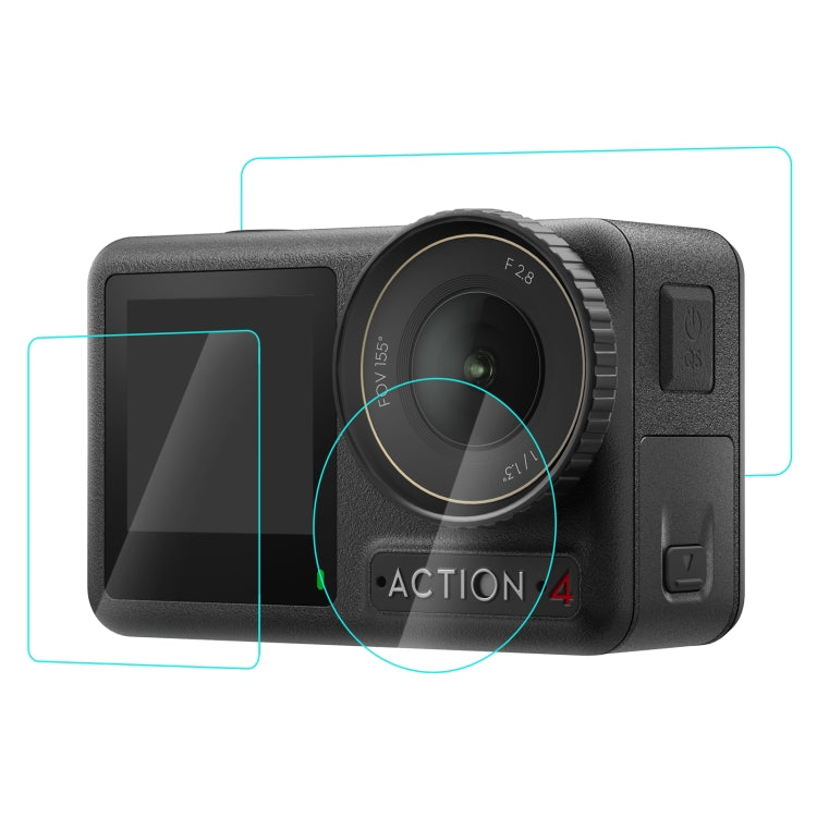 PULUZ 3-in-1 Obiettivo e Protezione Schermo per DJI Osmo Action 4 - Vetro Temperato, Antigraffio, Alta Trasparenza