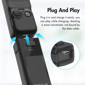 Impugnatura Batteria da 2800mAh per DJI Osmo Pocket 3 – Power Grip con Filettatura 1/4” e Protezione Intelligente