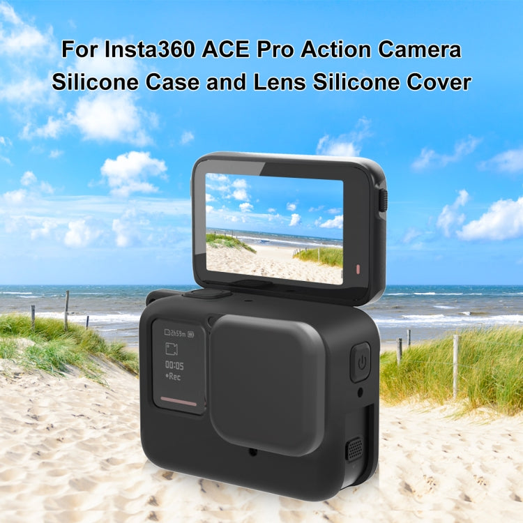 Per Insta360 Ace Pro Custodia protettiva in silicone PULUZ Body con copriobie...