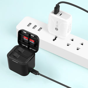 PULUZ Dual Slot Akku-Ladebox für Insta360 Ace Pro 2 / Pro 1 / Ace mit Schutzhülle